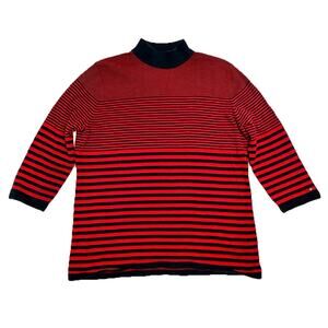 Tommy Hilfiger Womens Sweater Size XL Red & Navy Blue Striped Nautical Classic